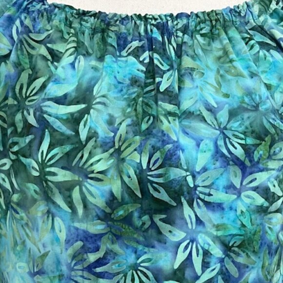 Kou Aloha Hawaiian Mini Dress Tropical Blue Green Flutter Sleeves - Picture 2 of 5